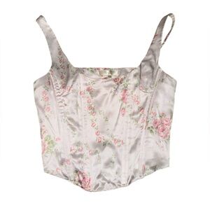 Love Shack Fancy NWT Mori Floral Silk Bustier Crop Top women’s size 12